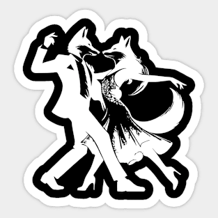 Cool tango design: two dancing foxes! Sticker